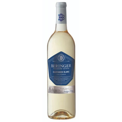 Beringer Sauvignon Blanc wine bottle on a white background
