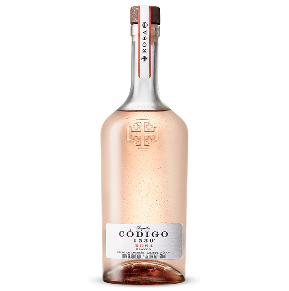 Bottle of Código 1530 Rosá wine on a white background