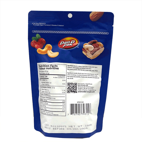 Dan-D Pak Almond Cashew Cranberry Cluster 180g