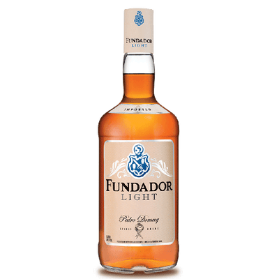 Bottle of Fundador Light rum on a transparent background