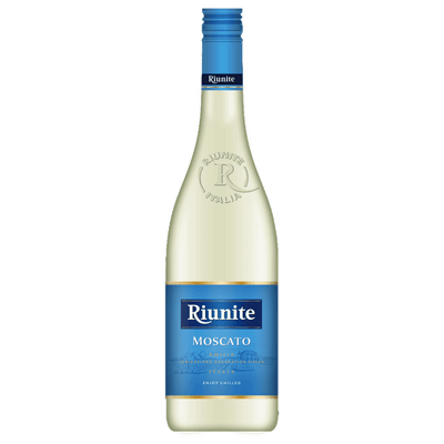Riunite Moscato wine bottle on a white background