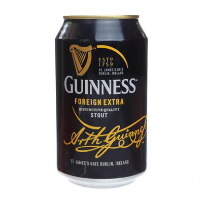 Guinness Foreign Extra Stout can on a white background