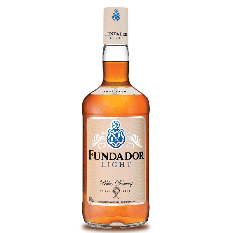 Bottle of Fundador Light rum on a transparent background