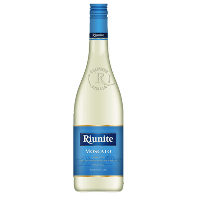 Riunite Moscato wine bottle on a white background