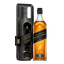 Johnnie Walker Black Label whisky bottle with carrying case on a white background