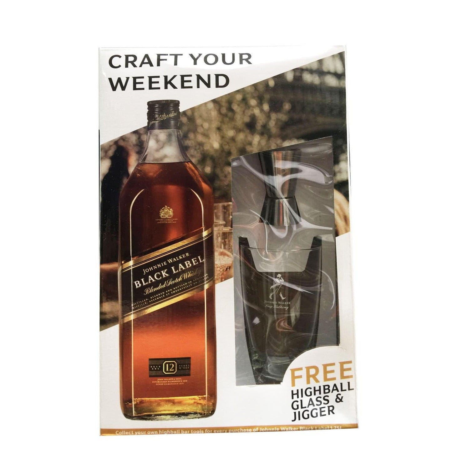 Johnnie Walker Black Label 1.75L Craft your Weekend Free Highball Glass and Jigger - Wines N Drinks