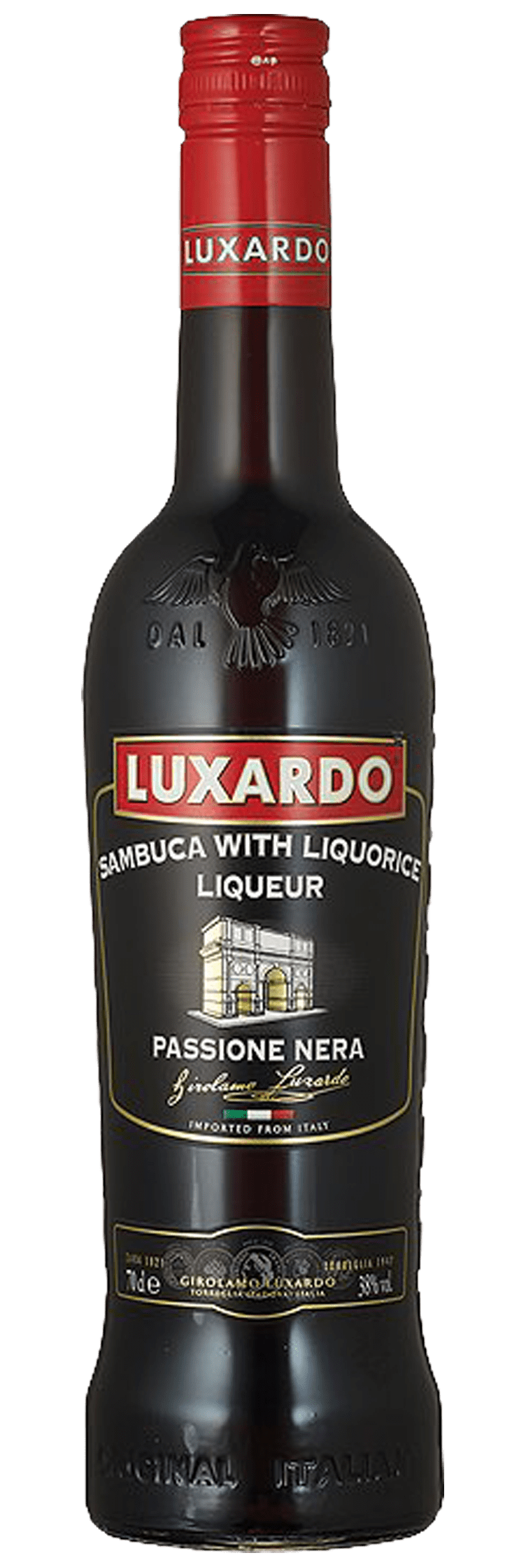 Luxardo Sambuca with Liquorice Liqueur Pasionne Nera 700ml.